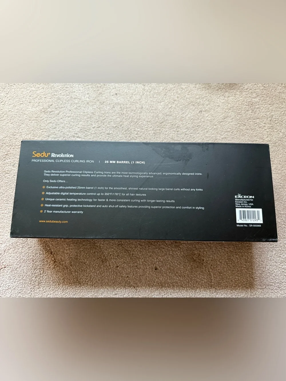 Sedu Revolution 25mm Black Professional Clipless Curling Iron